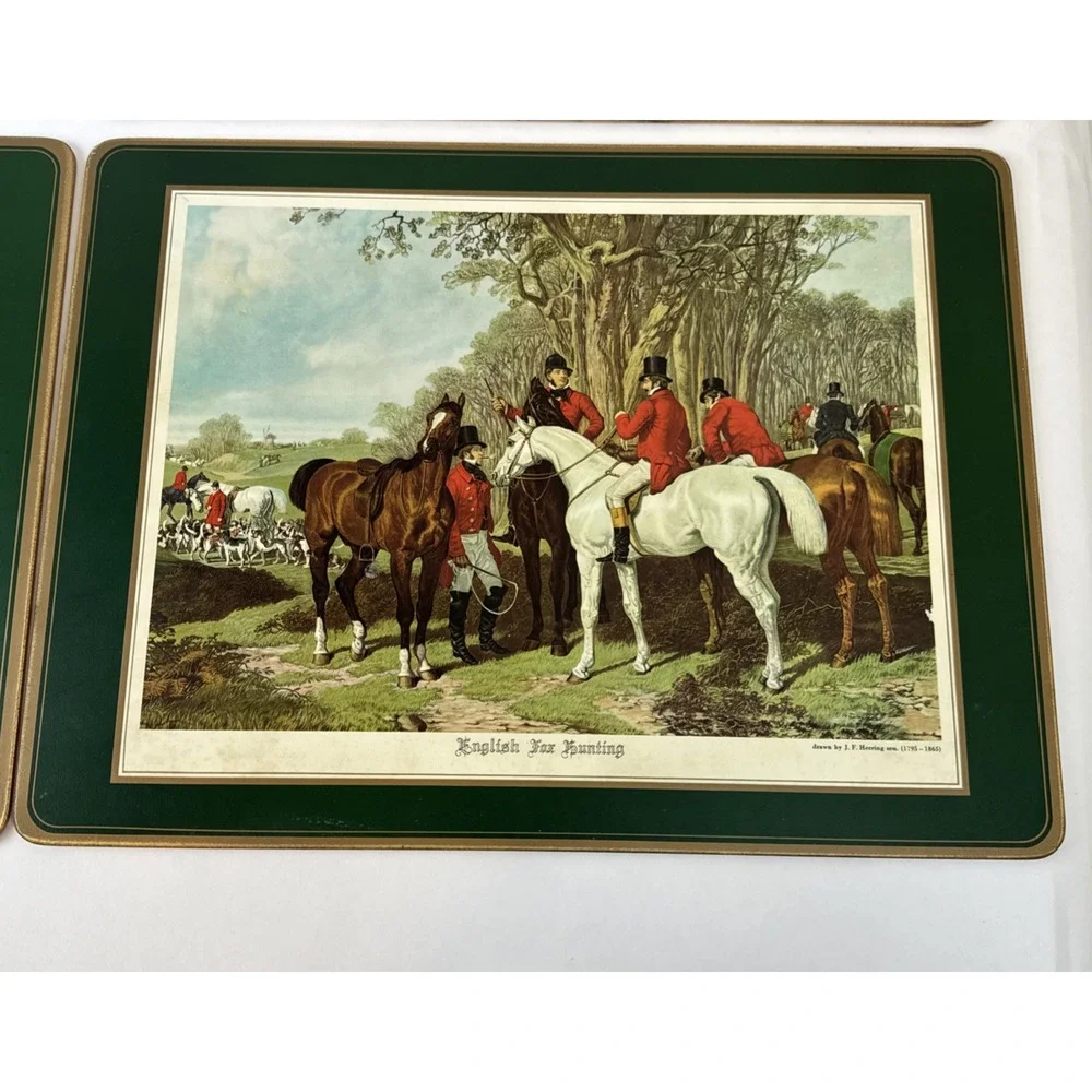 4 Fox Hunting Placemats English Countryside Equestrian Table old world manor